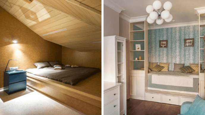 Кровати с подиумом в дизайне интерьера: 5 реальных проектов в деталях 1 | Дока-Мастер