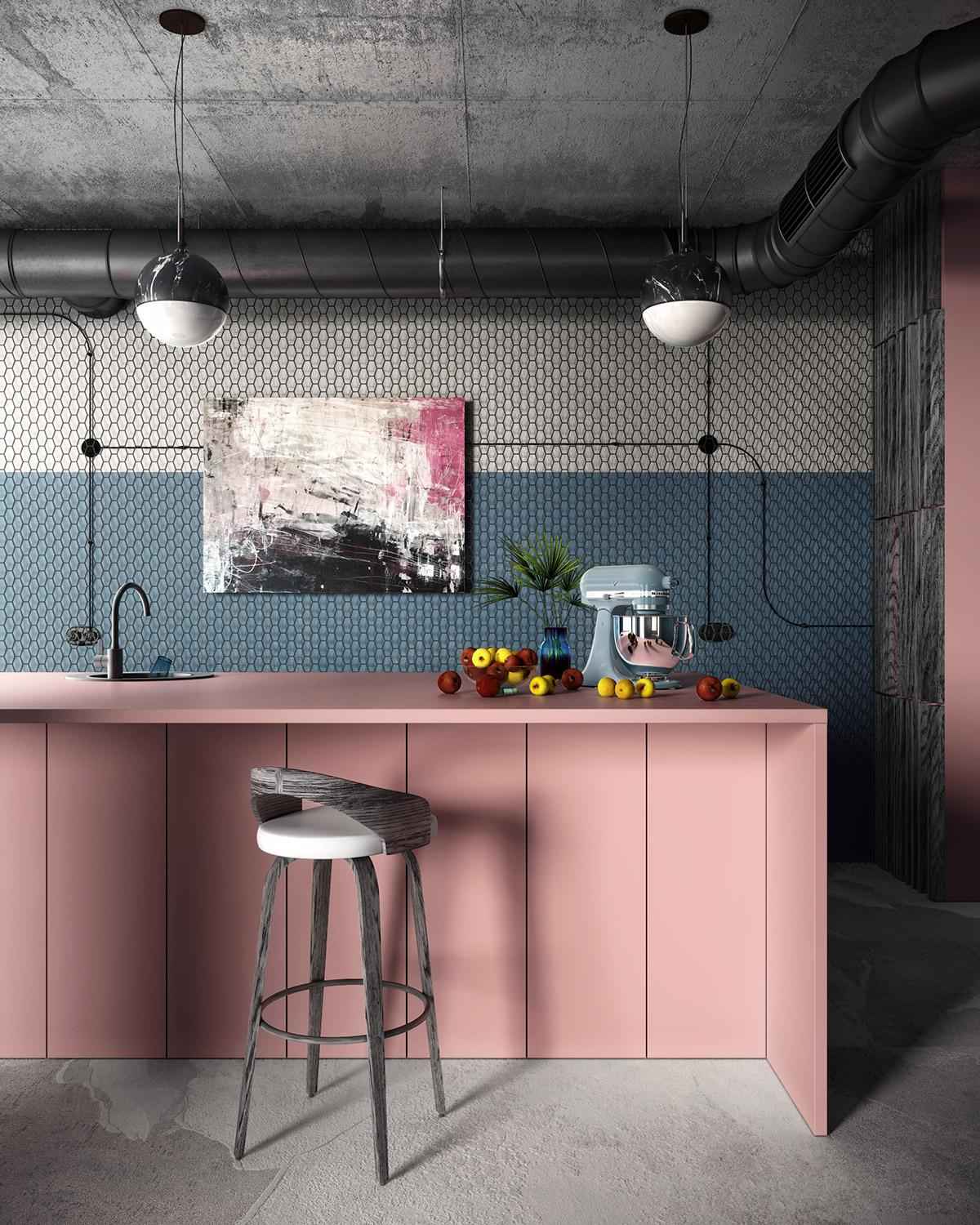 20 идей кухонь в розовом цвете 29 | Дока-Мастер