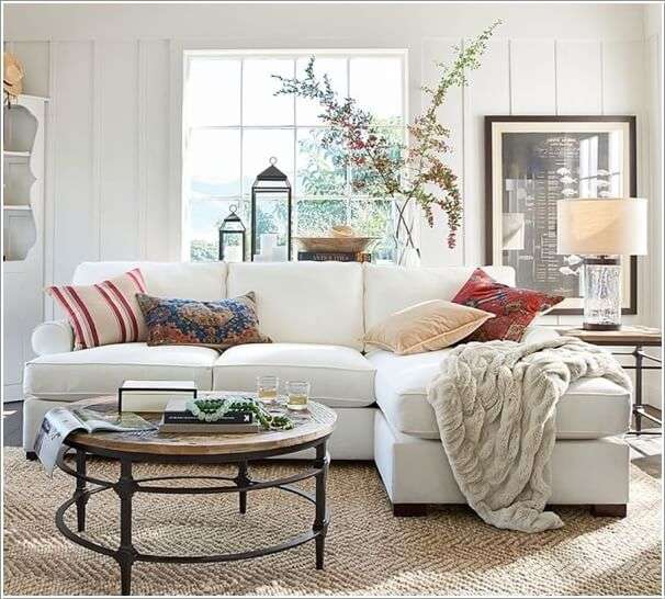 10 идей как украсить гостиную белым диваном 5 | Дока-Мастер