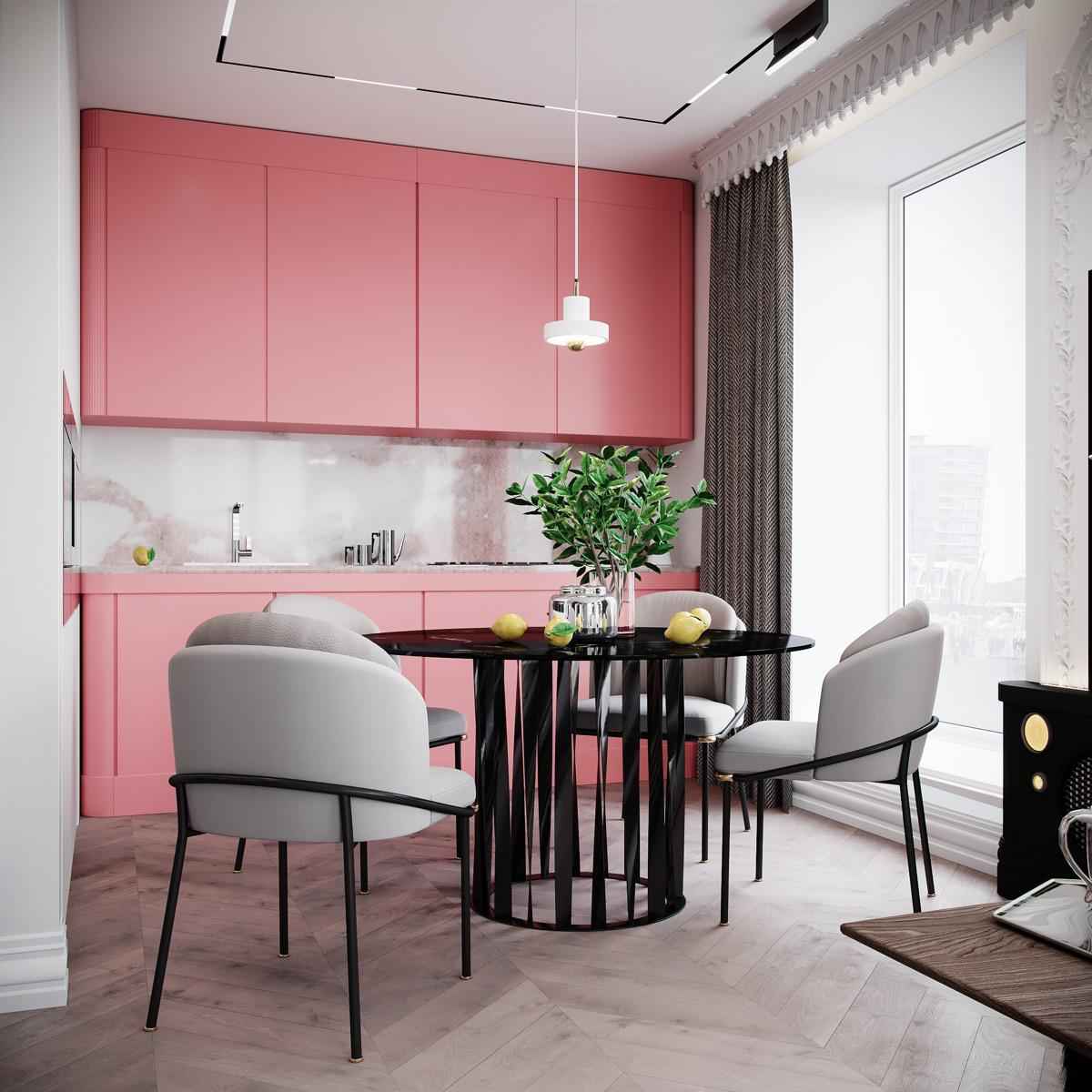 20 идей кухонь в розовом цвете 7 | Дока-Мастер