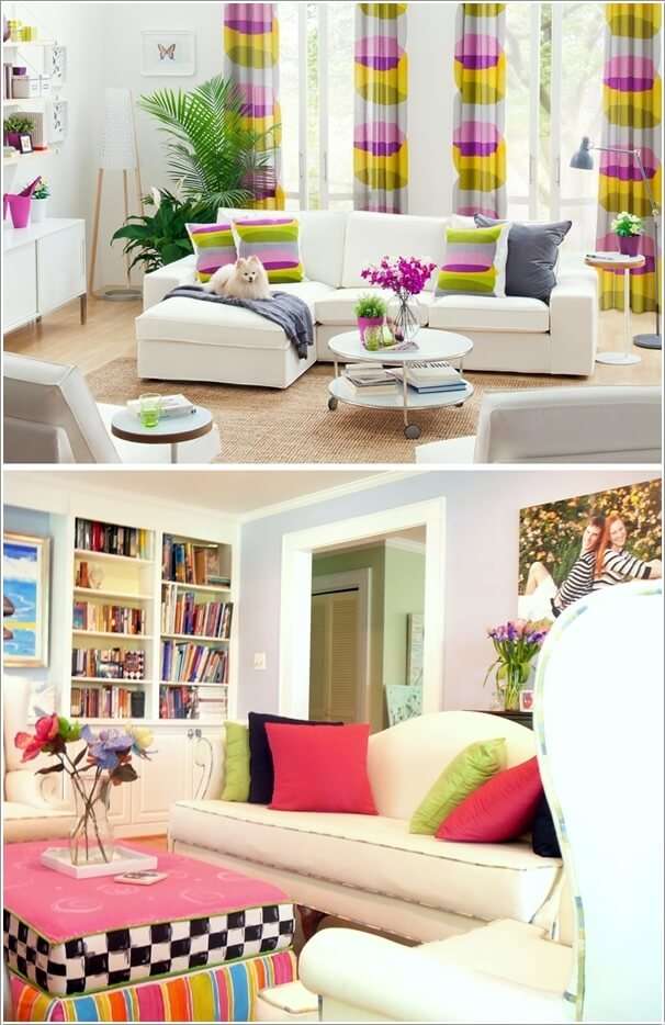 10 идей как украсить гостиную белым диваном 9 | Дока-Мастер