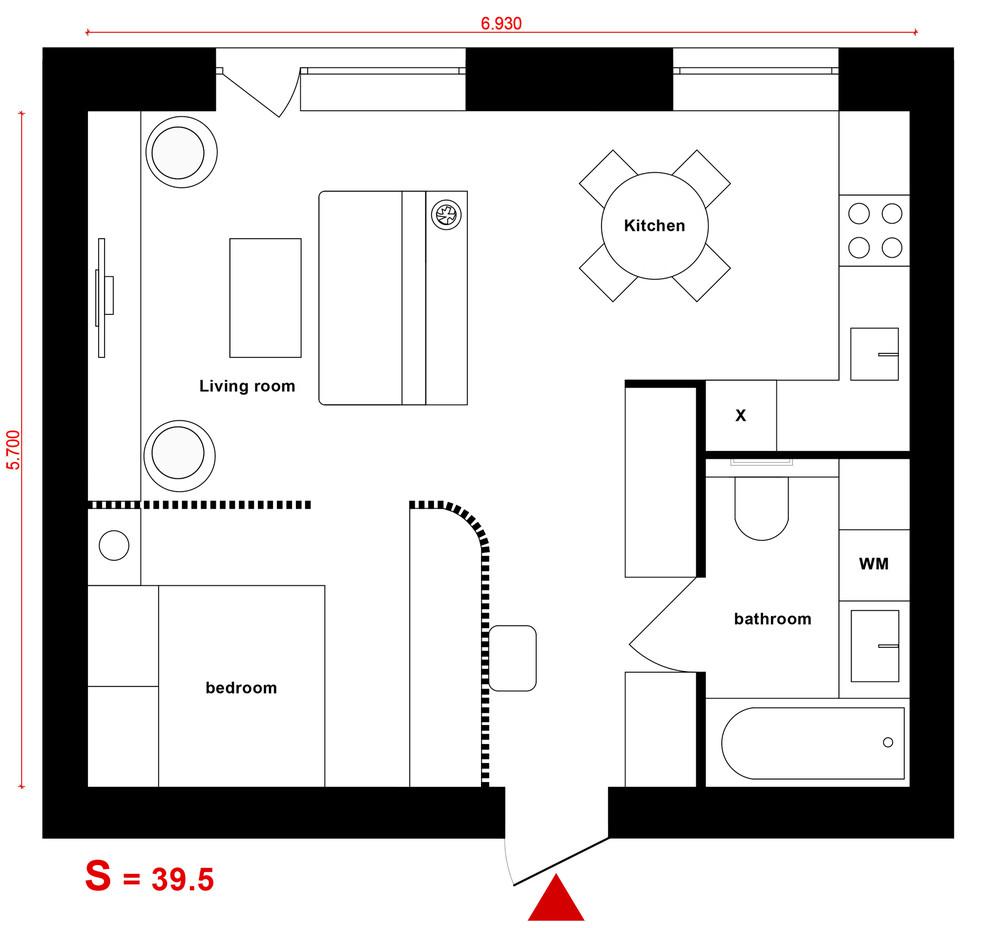 Дизайн квартиры площадью менее 40 м² для молодой пары 17 | Дока-Мастер