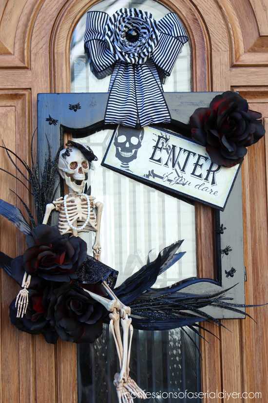 Венки для украшения входной двери на Хэллоуин своими руками 11 | Дока-Мастер