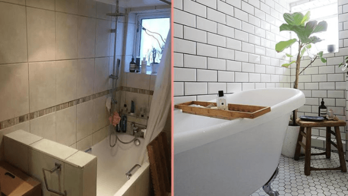 Превращение бежевой ванной, в ванную в скандинавском стиле 1 | Дока-Мастер